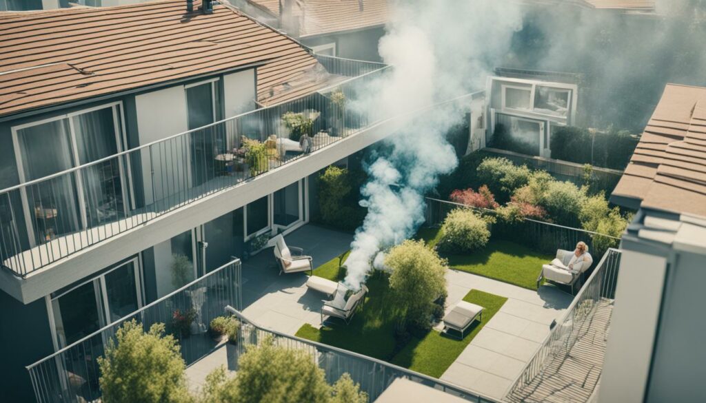 rauchender Nachbar auf dem Balkon